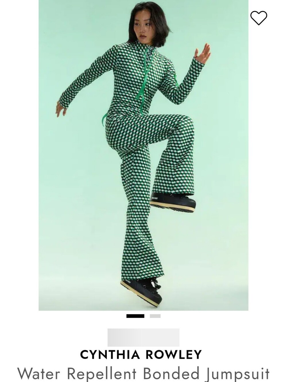 Cynthia Rowley Green Patterned Water-Repellent Bonded Jumpsuit